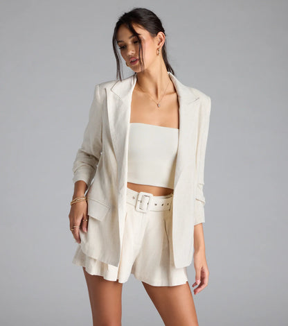 Looking Chic Blazer With Linen