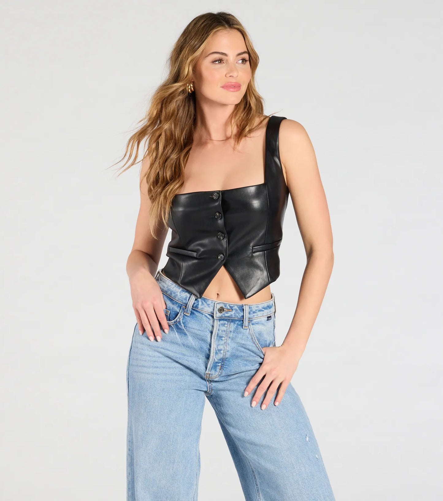 Attractive Influence Square Neck Button Vest