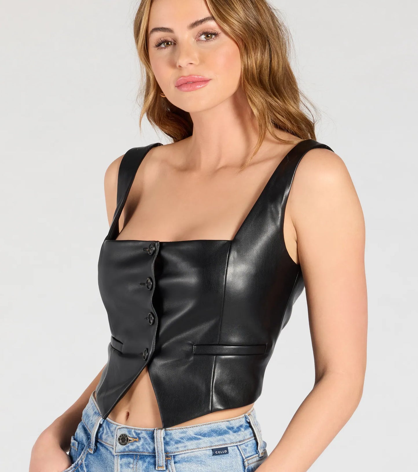 Attractive Influence Square Neck Button Vest