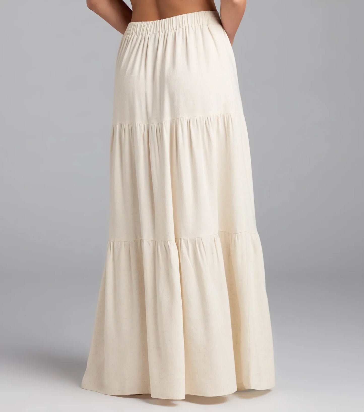 Coastal Breeze Linen High Slit Maxi Skirt