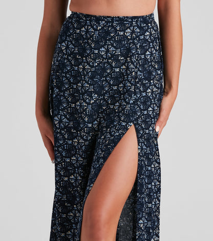 Kaleidoscope Boho Slit Maxi Skirt