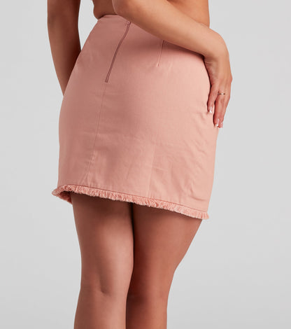 Social Linen Fringe Mini Skirt