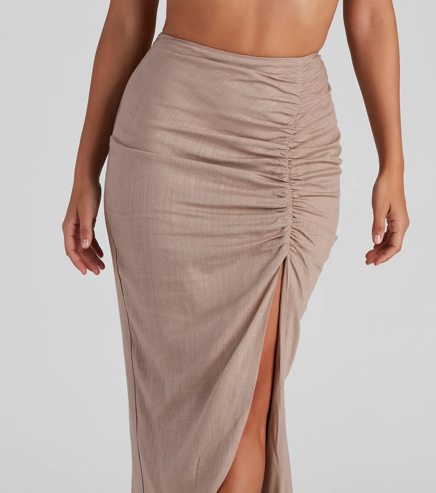 Chic Weekend Vibes Linen Midi Skirt