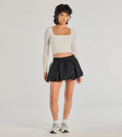 Sporty Spice High-Rise Striped Bubble Skirt