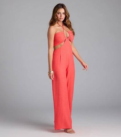 Cut to the Chase Halter Jumpsuit