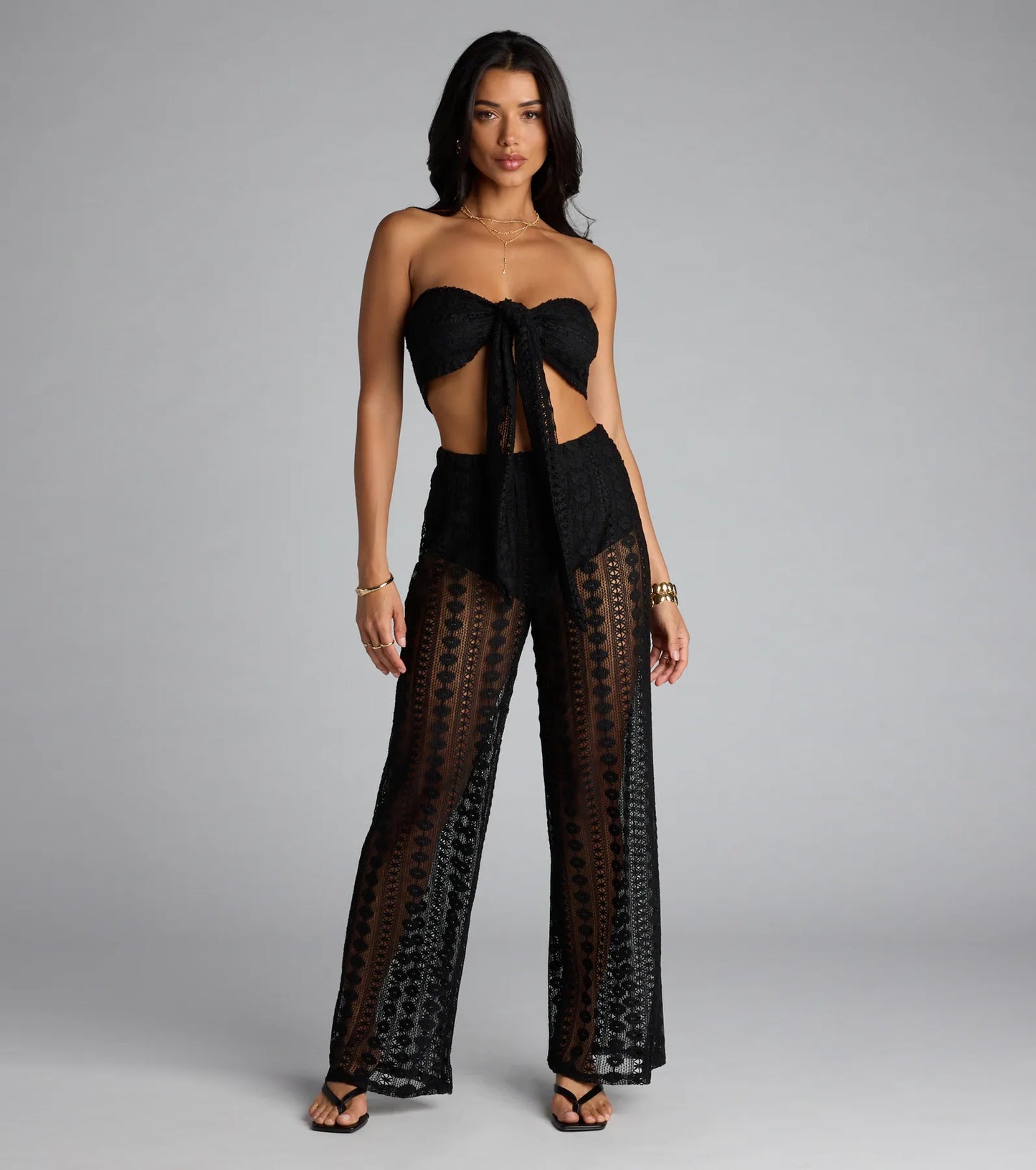 Catching Looks Crochet Palazzo Pants
