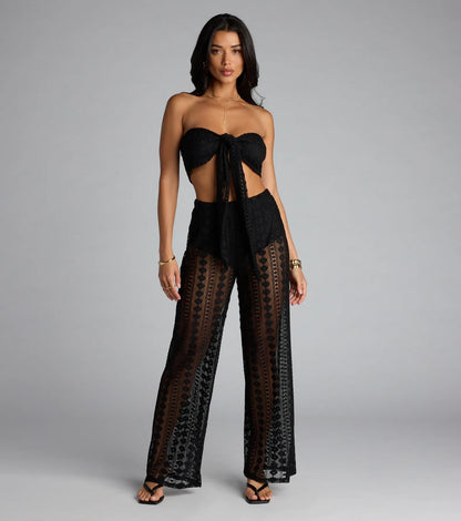 Catching Looks Crochet Palazzo Pants