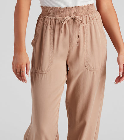Coffee Break Smock Tie Waist Joggers