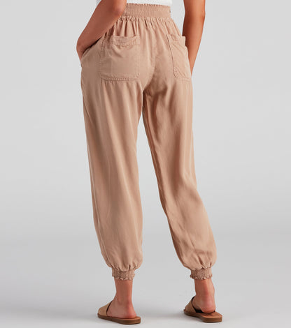 Coffee Break Smock Tie Waist Joggers