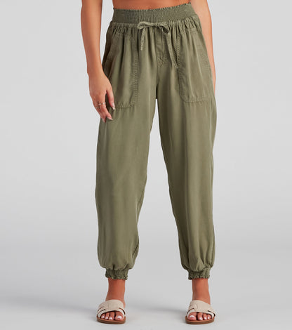 Coffee Break Smock Tie Waist Joggers