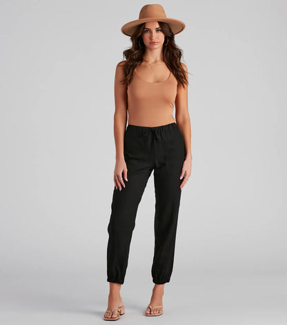 Seashore Stroll Drawstring Linen Joggers