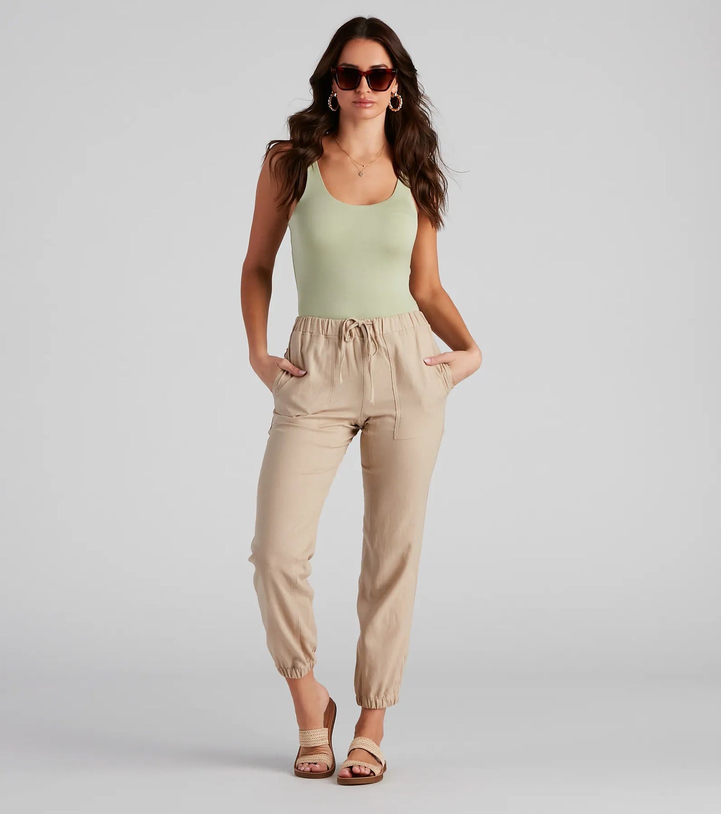 Seashore Stroll Drawstring Linen Joggers