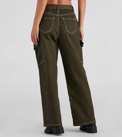 High Ranks Wide Leg Cargo Pants