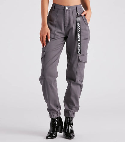Functional Style Denim Cargo Joggers