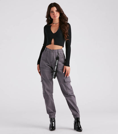 Functional Style Denim Cargo Joggers