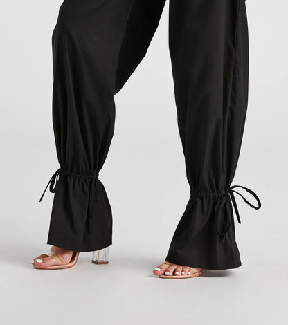 Sporty Sass Ankle Tie Twill Pants