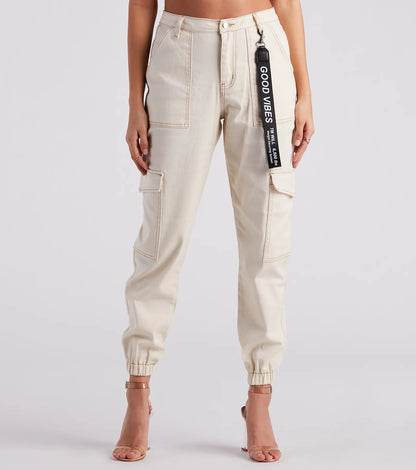 Functional Style Denim Cargo Joggers