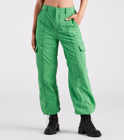 The Bottom Line High-Rise Parachute Cargo Pants