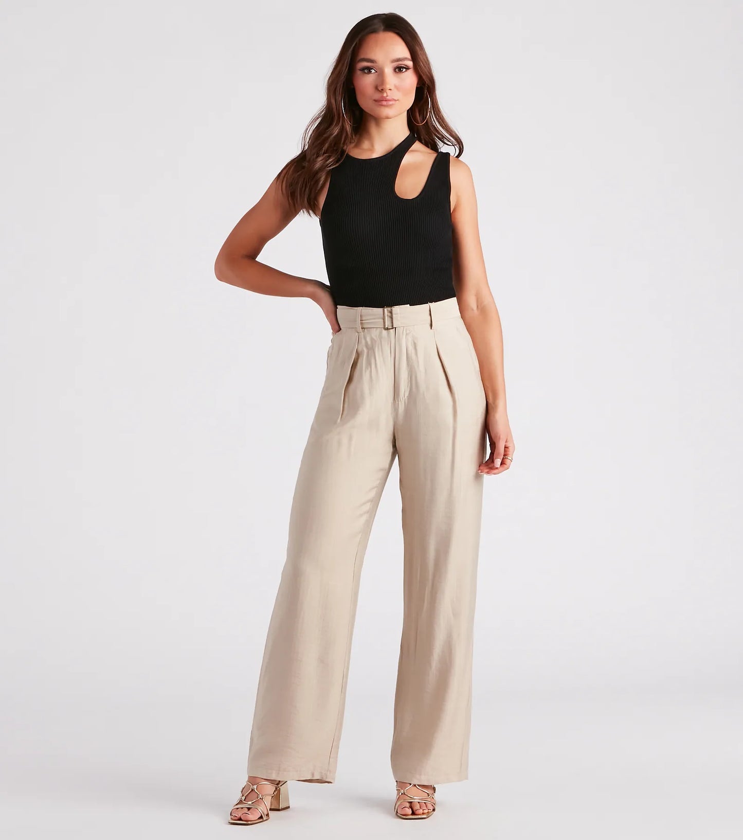 Show Up In Style Linen Wide Leg Trouser Pants