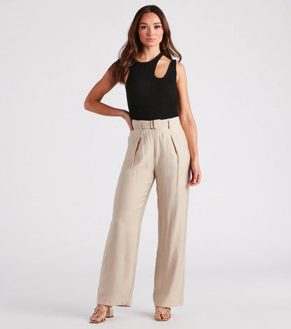 Show Up In Style Linen Wide Leg Trouser Pants