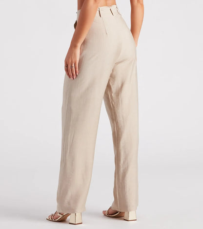 Show Up In Style Linen Wide Leg Trouser Pants