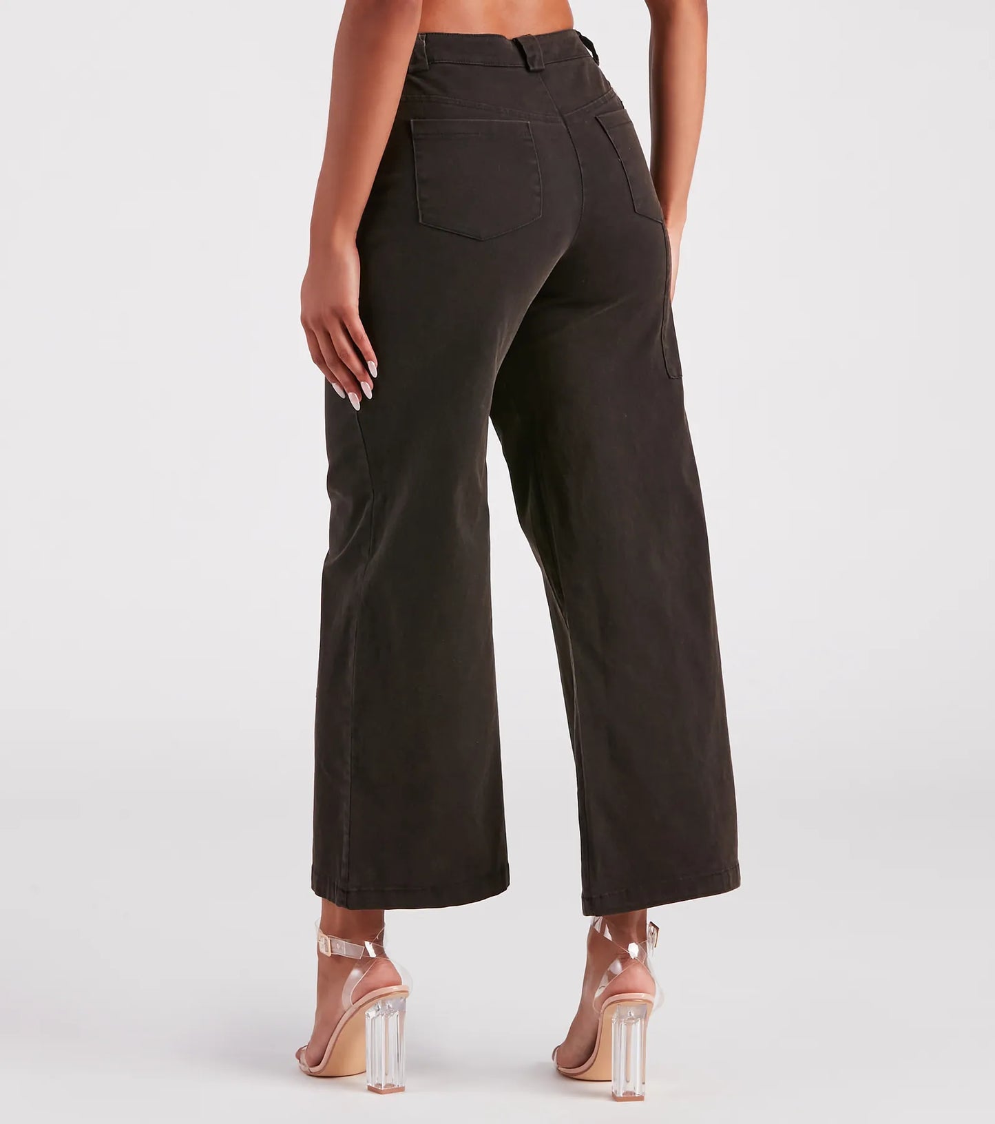 On A Curve Asymmetrical Waist Wide-Leg Pants