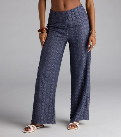 Weekend Breeze High-Rise Crochet Palazzo Pants