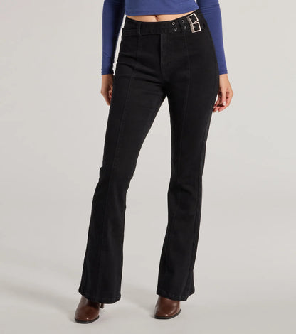 Cool Icon High-Rise Belted Bootcut Pants