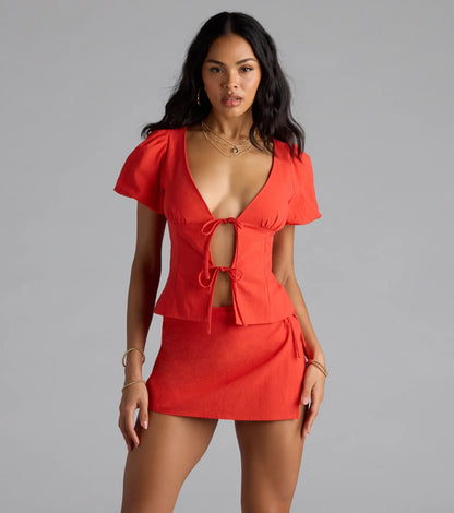 Easygoing Chic High-Rise Wrap Tie Skort