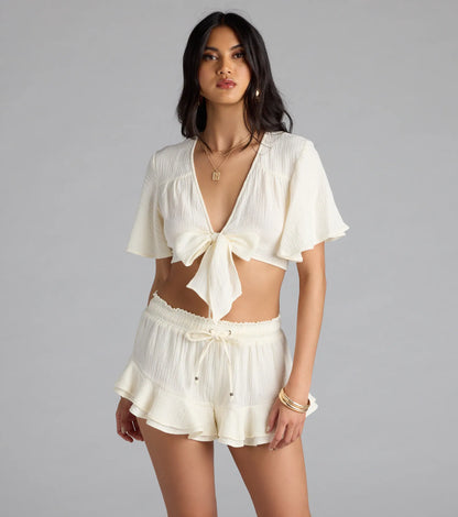 Effortless Chic Mid-Rise Ruffled Shorts