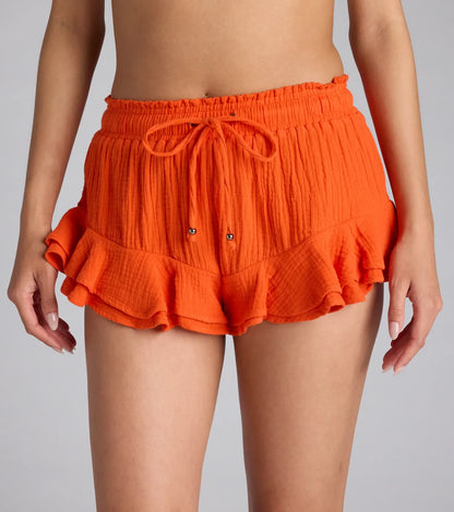 Effortless Chic Mid-Rise Ruffled Shorts