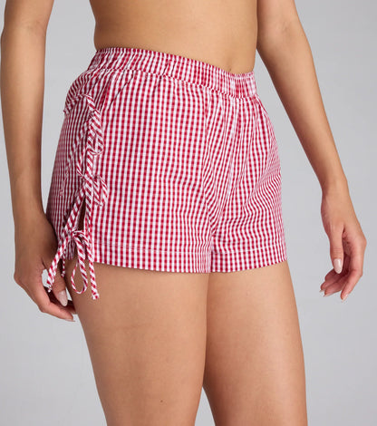 Short But Sweet Gingham Bow Shorts