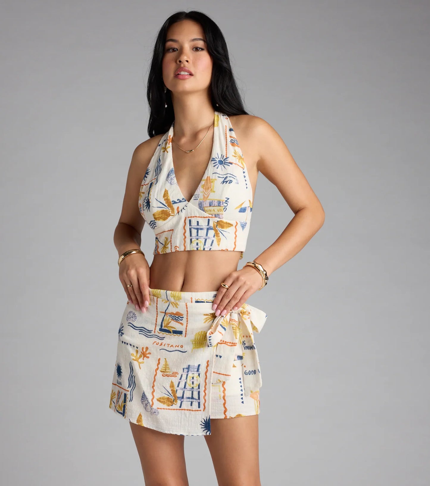 Miss Jetsetter High-Rise Print Mini Skort