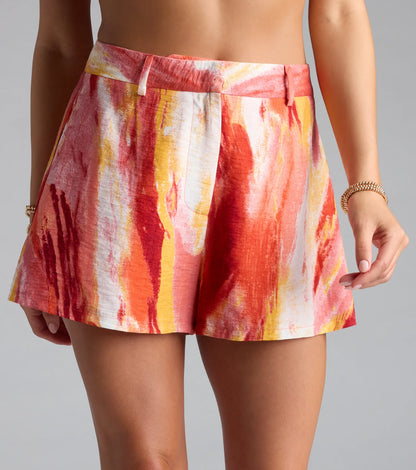 Summer Glow-Up Watercolor Woven Shorts