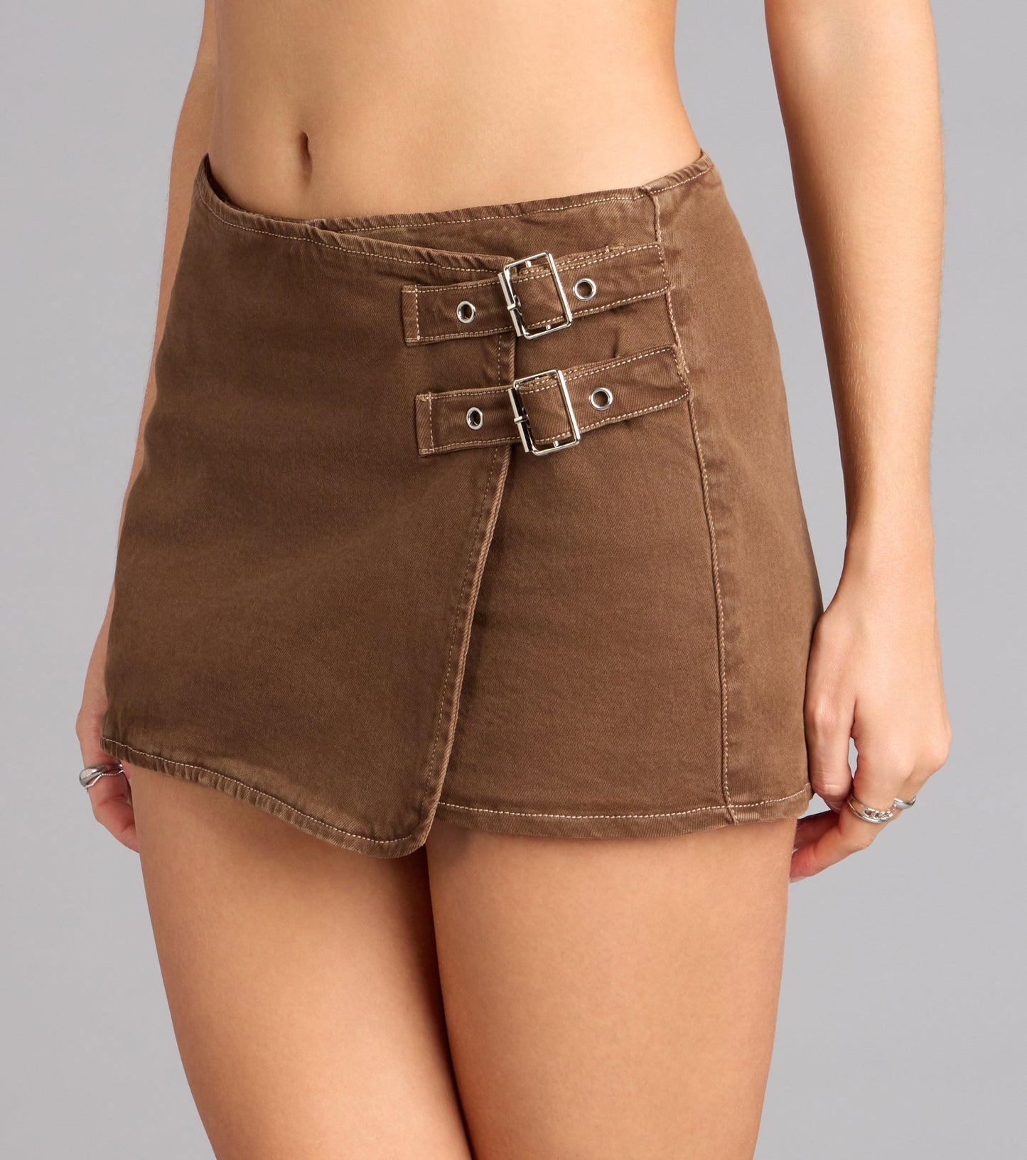 Buckle Down Denim Mini Skort