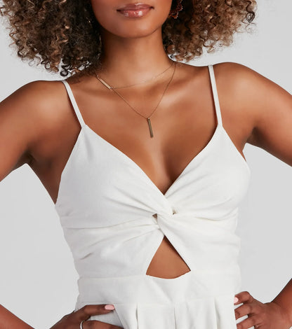Day Trip Twist Cutout Linen Romper