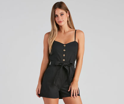 Perfect Day Sleeveless Linen Romper