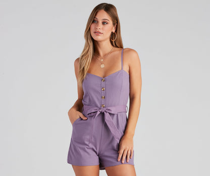 Perfect Day Sleeveless Linen Romper