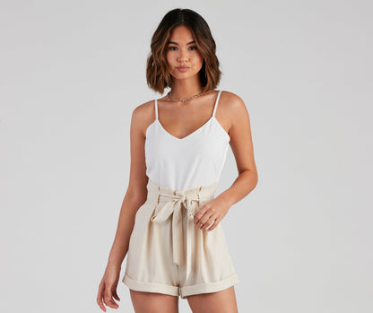 Classic Chic Vibes Paperbag Romper