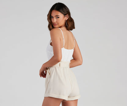 Classic Chic Vibes Paperbag Romper