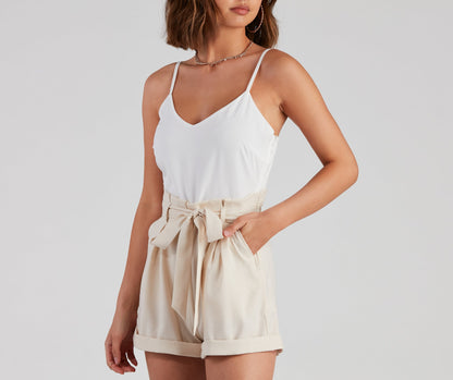 Classic Chic Vibes Paperbag Romper