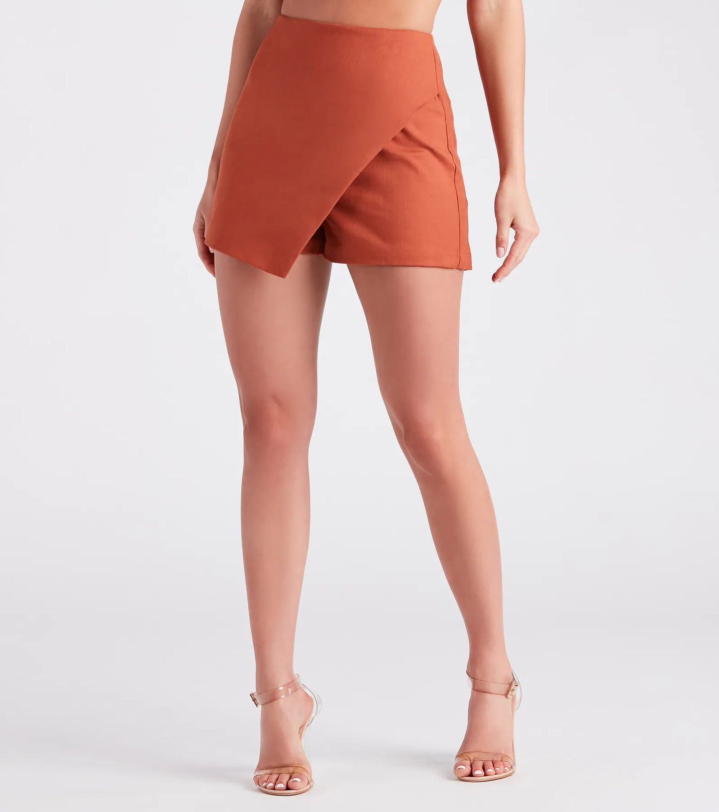 Flirtatious Style Wrap-Front Linen Skort