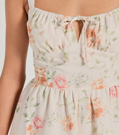 Flirty Choice Sleeveless Lace-Up Floral Romper