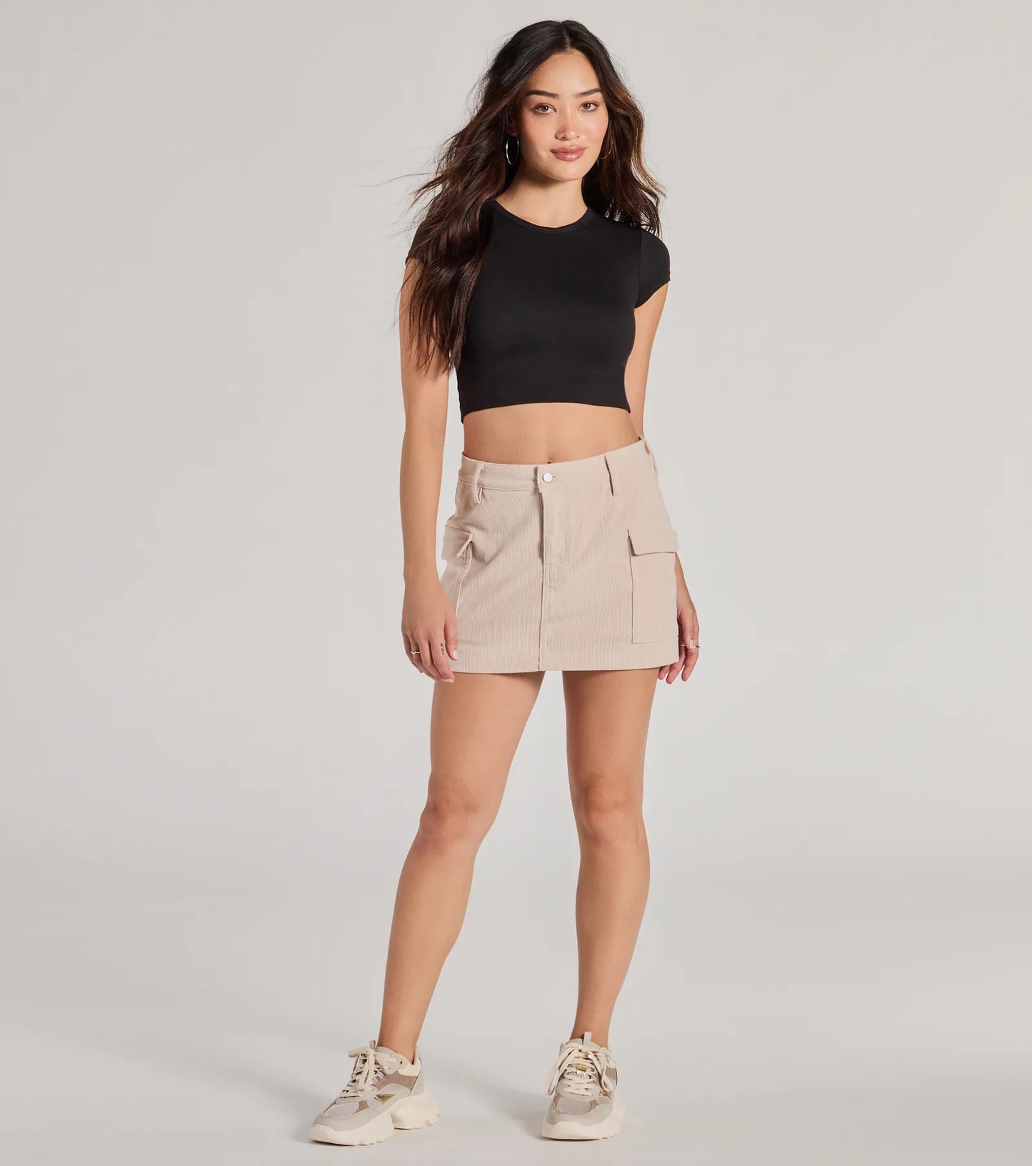 Playful Feeling Cargo Corduroy Mini Skort