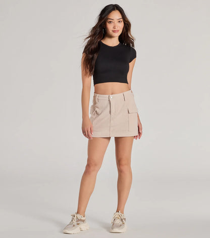Playful Feeling Cargo Corduroy Mini Skort