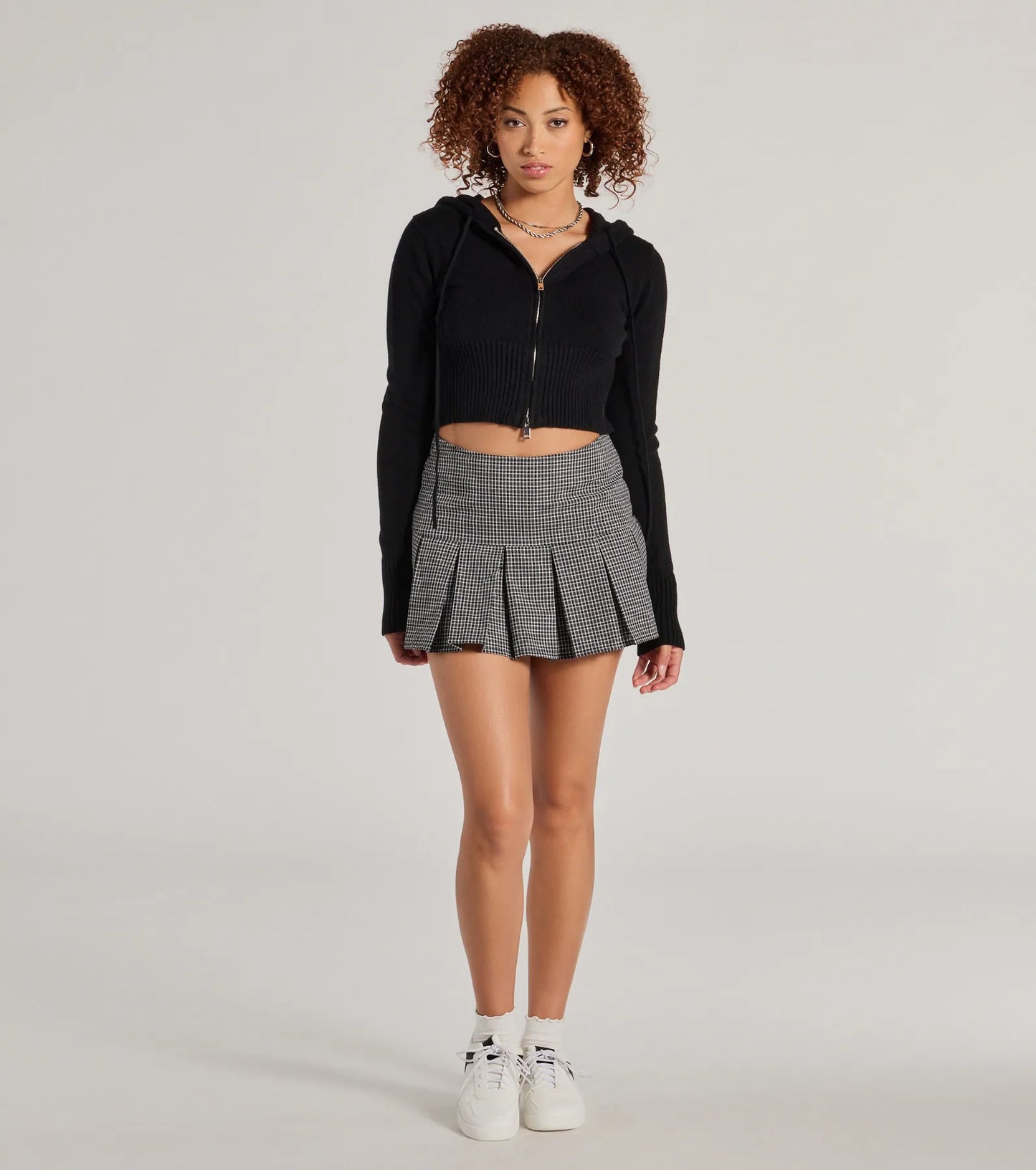 Trend Factor Plaid Drop Waist Skater Skort