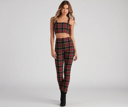 Perfect In Plaid High-Rise Pants