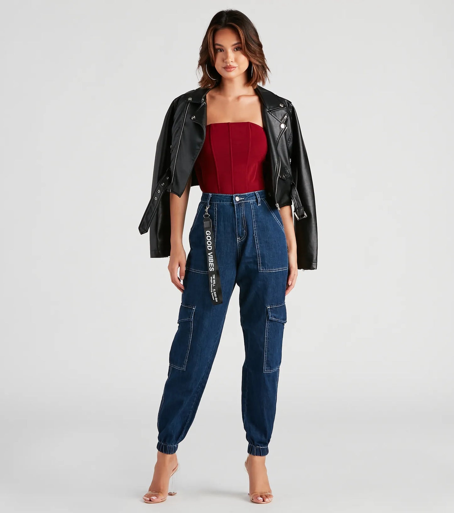 Functional Style Denim Cargo Joggers