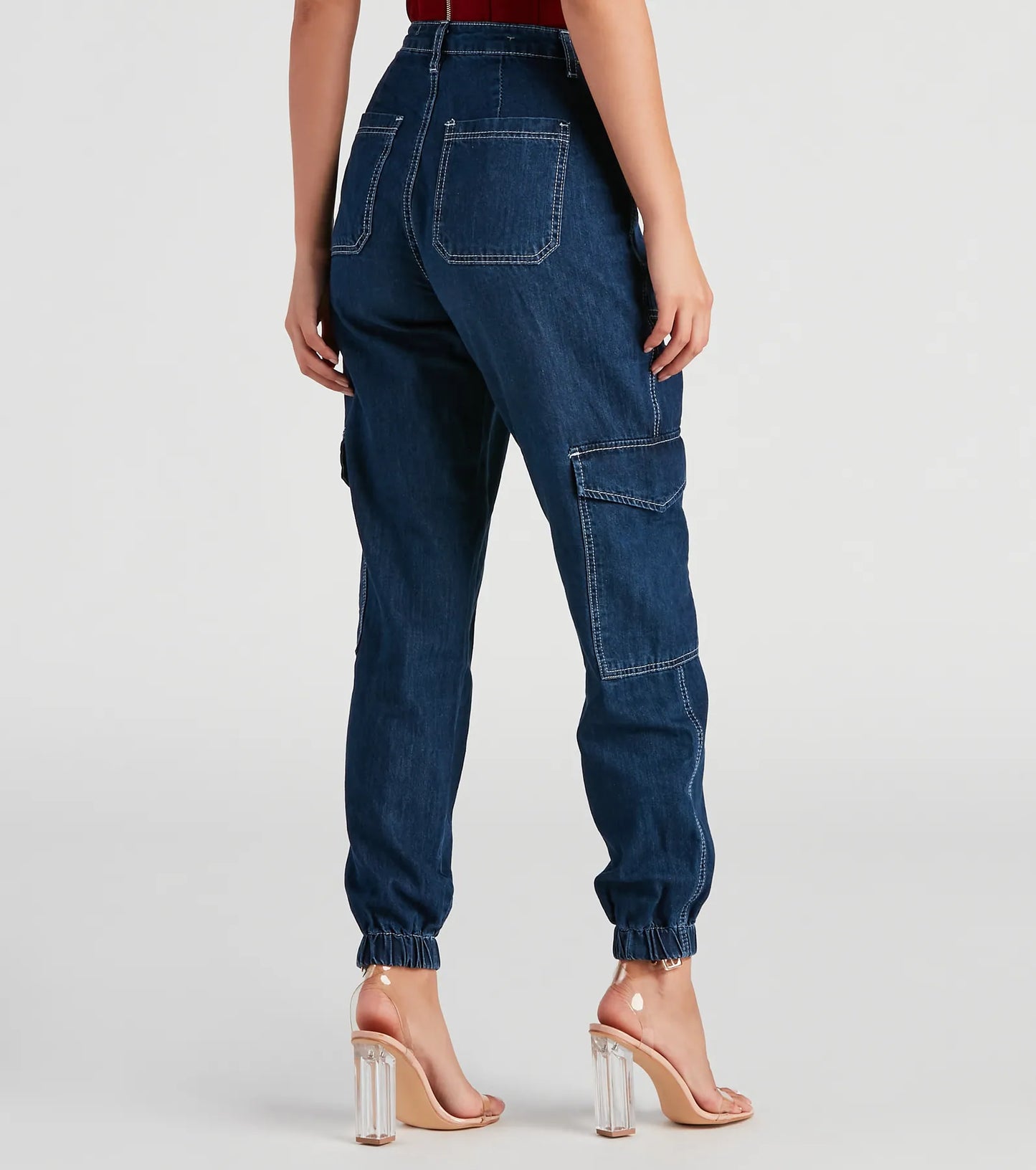 Functional Style Denim Cargo Joggers