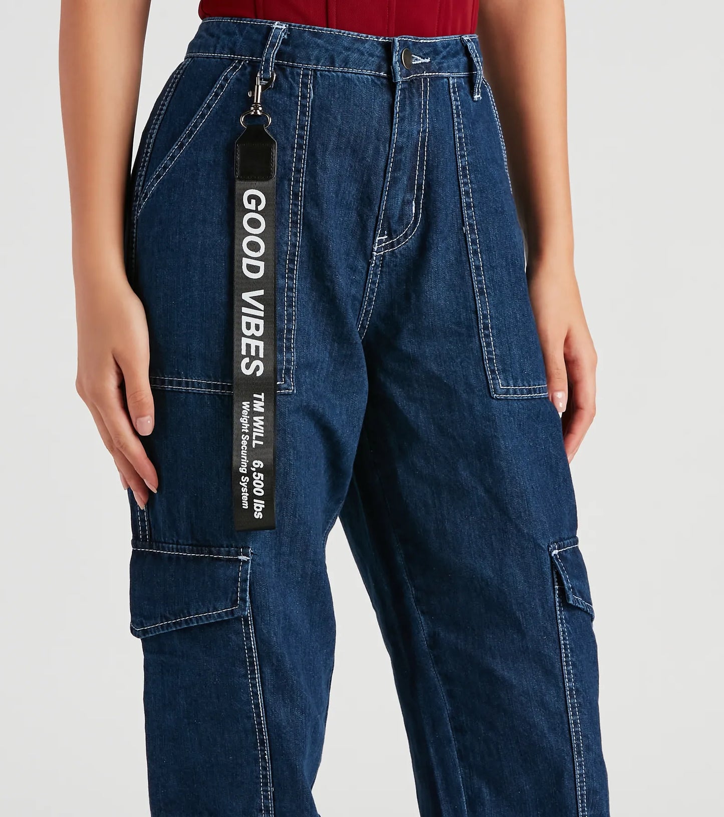 Functional Style Denim Cargo Joggers